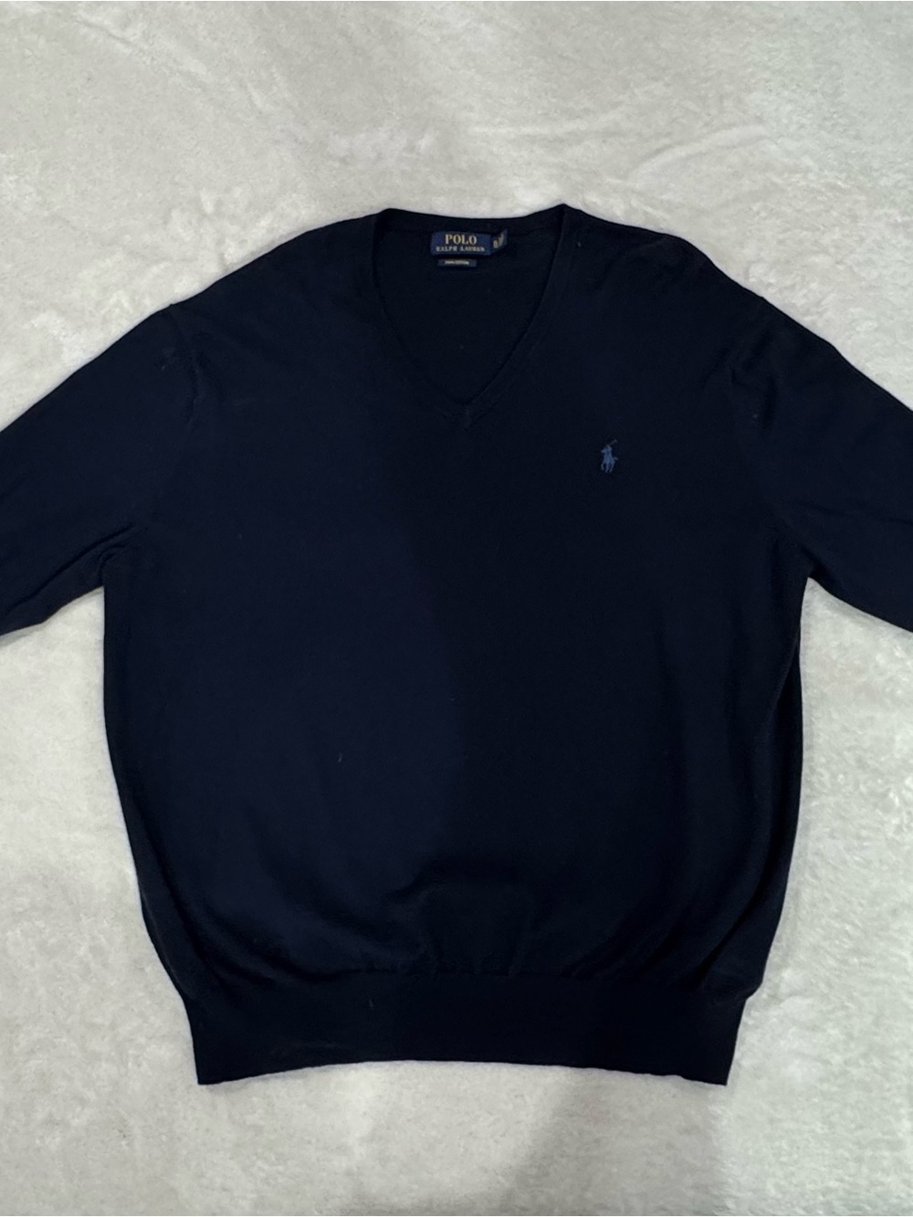 Ralph Lauren Men’s Navy V-Neck Sweater with Embroidered Pony